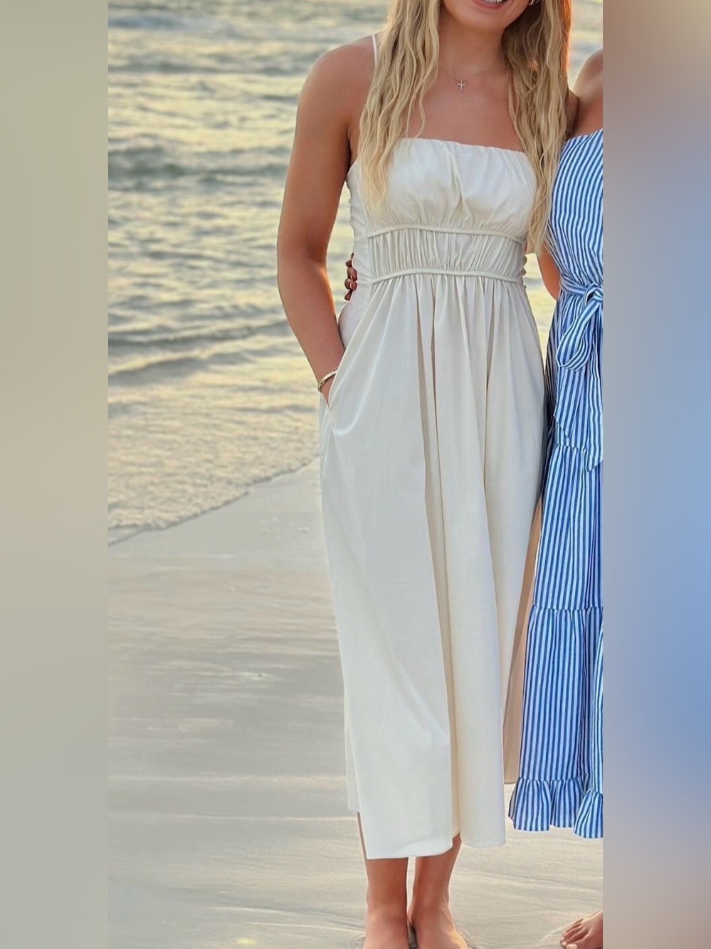 Lumiere Cream Strapless Midi Dress